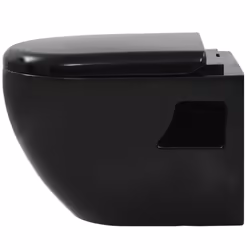 vidaXL Wall-Hung Toilet Ceramic Black Home Bathroom Furniture WC Seat Fixture - Additional view 7