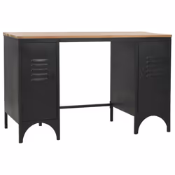 vidaXL Solid Firwood and Steel Double Pedestal Desk 120x50x76cm Writing Table