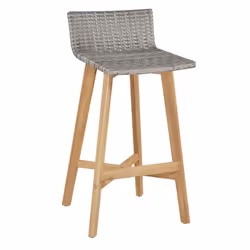vidaXL Outdoor Bar Set 5 Piece Poly Rattan Solid Acacia Wood Patio Table Chair