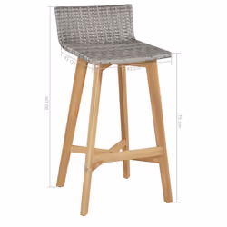 vidaXL Outdoor Bar Set 5 Piece Poly Rattan Solid Acacia Wood Patio Table Chair - Additional view 6
