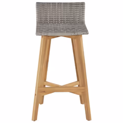 vidaXL 2x Solid Acacia Wood Bar Chairs Poly Rattan 40x45x90cm Outdoor Seat