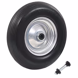 vidaXL Wheelbarrow Wheel with Axle Solid PU 4.00-8 390mm Trolley Dolly Tyre