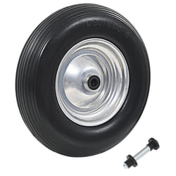 vidaXL Wheelbarrow Wheel with Axle Solid PU 4.00-8 390mm Trolley Dolly Tyre