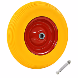 vidaXL Wheelbarrow Wheel with Axle Solid PU 4.00-8 390mm Trolley Dolly Tyre