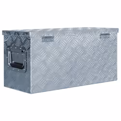 vidaXL Aluminium Box 61.5x26.5x30cm Silver Storage Bin Chest Trunk Organiser
