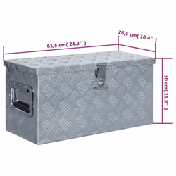 vidaXL Aluminium Box 61.5x26.5x30cm Silver Storage Bin Chest Trunk Organiser