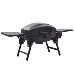 vidaXL Portable Gas BBQ Grill with Cooking Zone Black Freestanding Barbecue