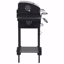 vidaXL Charcoal-Fueled BBQ Grill with Bottom Shelf Black Freestanding Barbecue - Additional view 2
