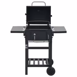 vidaXL Charcoal-Fueled BBQ Grill with Bottom Shelf Black Freestanding Barbecue - Additional view 4