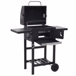 vidaXL Charcoal-Fueled BBQ Grill with Bottom Shelf Black Freestanding Barbecue - Additional view 5