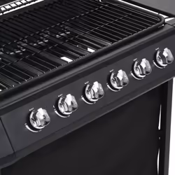 vidaXL Gas BBQ Grill with 6 Cooking Zones Steel Black Garden Barbecue Burner
