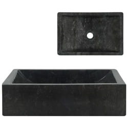 vidaXL Sink Bathroom Natural Stone Wash Bowl Basin Marble High Gloss Black