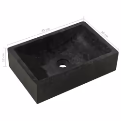 vidaXL Sink Bathroom Natural Stone Wash Bowl Basin Marble High Gloss Black - Additional view 4