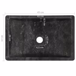 vidaXL Sink Bathroom Natural Stone Wash Bowl Basin Marble High Gloss Black - Additional view 5