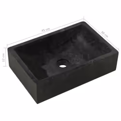 vidaXL Sink Bathroom Natural Stone Wash Bowl Basin Marble High Gloss Black - Additional view 9