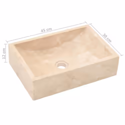 vidaXL Sink Bathroom Natural Stone Wash Bowl Basin Marble High Gloss Cream - Additional view 9