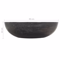 vidaXL Sink 40x12cm Marble Black Bathroom Natural Stone Wash Bowl Basin Unit - Additional view 4