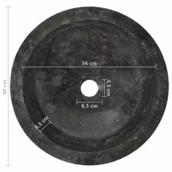 vidaXL Sink 40x12cm Marble Black Bathroom Natural Stone Wash Bowl Basin Unit - Additional view 5