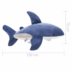 vidaXL Shark Cuddly Toy Plush Blue and White Kids Stuffed Animal Doll Gift - Additional view 4
