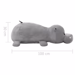 vidaXL Hippo Cuddly Toy Plush Grey Kids Children Stuffed Animal Doll Gift