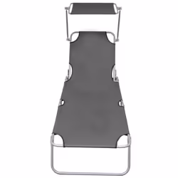 vidaXL Foldable Sunlounger with Canopy Grey Outdoor Daybed Recliner Chair - Additional view 2