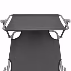 vidaXL Foldable Sunlounger with Canopy Grey Outdoor Daybed Recliner Chair - Additional view 3