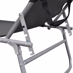vidaXL Foldable Sunlounger with Canopy Grey Outdoor Daybed Recliner Chair - Additional view 5