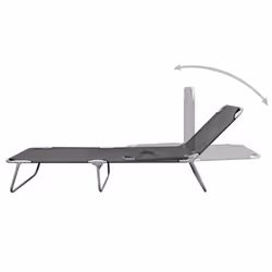 vidaXL Grey Foldable Sunlounger With Adjustable Backrest - Additional view 4
