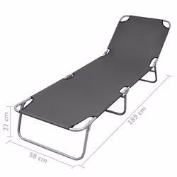 vidaXL Grey Foldable Sunlounger With Adjustable Backrest - Additional view 5