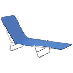 vidaXL 2x Foldable Sunloungers Blue Outdoor Garden Camping Recliner Daybed - Additional view 2