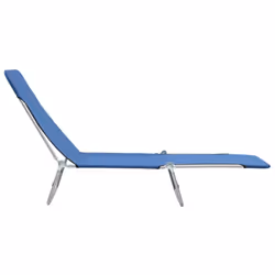 vidaXL 2x Foldable Sunloungers Blue Outdoor Garden Camping Recliner Daybed - Additional view 5