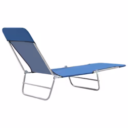 vidaXL 2x Foldable Sunloungers Blue Outdoor Garden Camping Recliner Daybed - Additional view 6