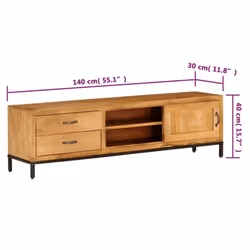 vidaXL Solid Mango Wood TV Cabinet 140x30x40cm Cabinet Entertainment Centre