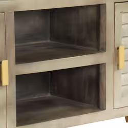 vidaXL Solid Mango Wood TV Cabinet Grey with Brass 110x30x48cm Stand Unit - Additional view 6