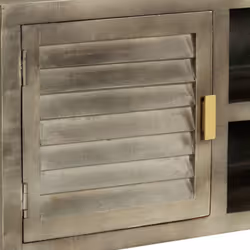 vidaXL Solid Mango Wood TV Cabinet Grey with Brass 110x30x48cm Stand Unit - Additional view 7