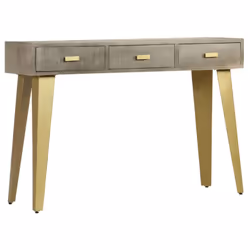 vidaXL Solid Mango Wood Console Table Grey with Brass 110x35x76cm Display Desk