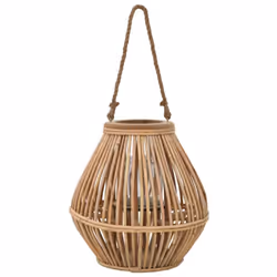 vidaXL Hanging Candle Lantern Holder Wicker Natural Rattan Lighting Fixture