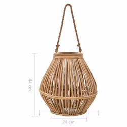 vidaXL Hanging Candle Lantern Holder Wicker Natural Rattan Lighting Fixture - Additional view 4