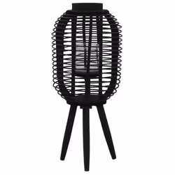 vidaXL Freestanding Candle Lantern Holder Bamboo Black Home Lighting Decor