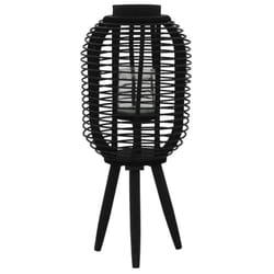 vidaXL Freestanding Candle Lantern Holder Bamboo Black Home Lighting Decor