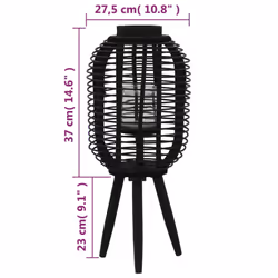 vidaXL Freestanding Candle Lantern Holder Bamboo Black Home Lighting Decor