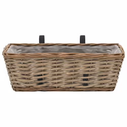 vidaXL 2x Balcony Planter Wicker with PE Lining 40cm Real Rattan Raised Bed - Additional view 2