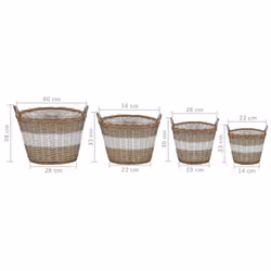 vidaXL 4x Raised Bed Wicker with PE Lining Real Rattan Plant Flower Basket Bin - Additional view 6