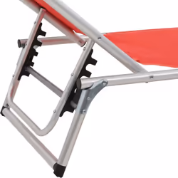 vidaXL Folding Sun Lounger Red Aluminium and Textilene Recliner Chair Daybed - Additional view 2