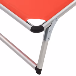 vidaXL Folding Sun Lounger Red Aluminium and Textilene Recliner Chair Daybed - Additional view 3