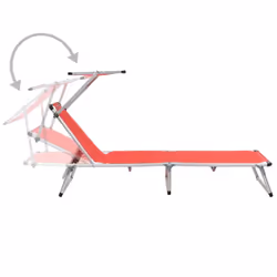 vidaXL Folding Sun Lounger Red Aluminium and Textilene Recliner Chair Daybed - Additional view 4