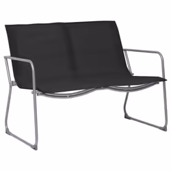 vidaXL Garden Lounge Set 4 Piece Fabric & Steel Black Table 2 Chairs and Bench
