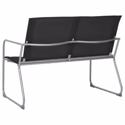 vidaXL Garden Lounge Set 4 Piece Fabric & Steel Black Table 2 Chairs and Bench