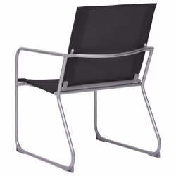 vidaXL Garden Lounge Set 4 Piece Fabric & Steel Black Table 2 Chairs and Bench - Additional view 8