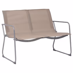 vidaXL Garden Lounge Set 4 Piece Fabric & Steel Taupe Table 2 Chairs and Bench